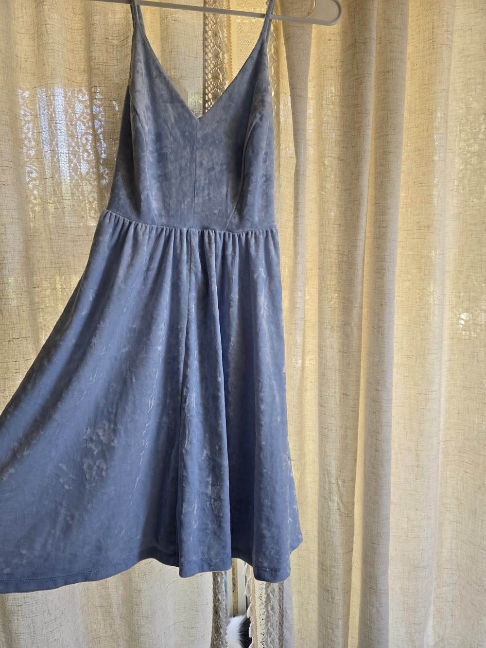 Wild Fable Blue Velvet Criss-Cross Back Slip Dress - Size Medium - Picture 2 of 6